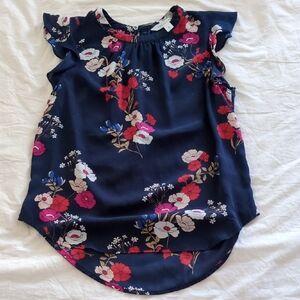 POPSUGAR Navy Floral Blouse